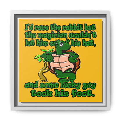 turtle race - framed canvas art (yellow)