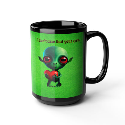I don't care that your grey - Black Mug (green turf)