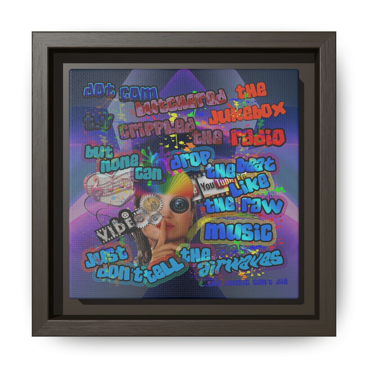 drop the beat - framed canvas art (grey-pink wave)
