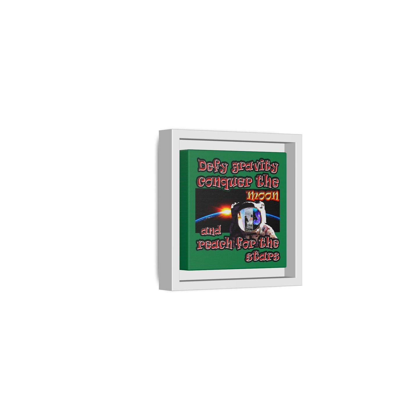 defy conquer reach - framed canvas art (dark green)