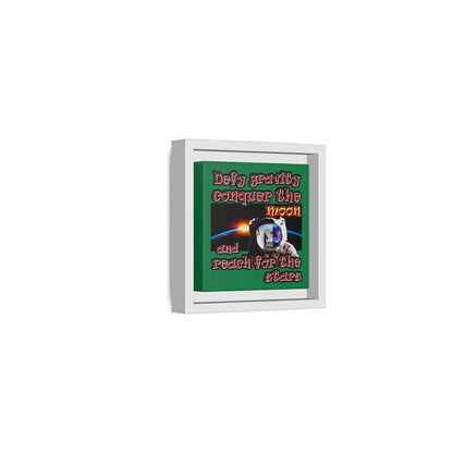 defy conquer reach - framed canvas art (dark green)