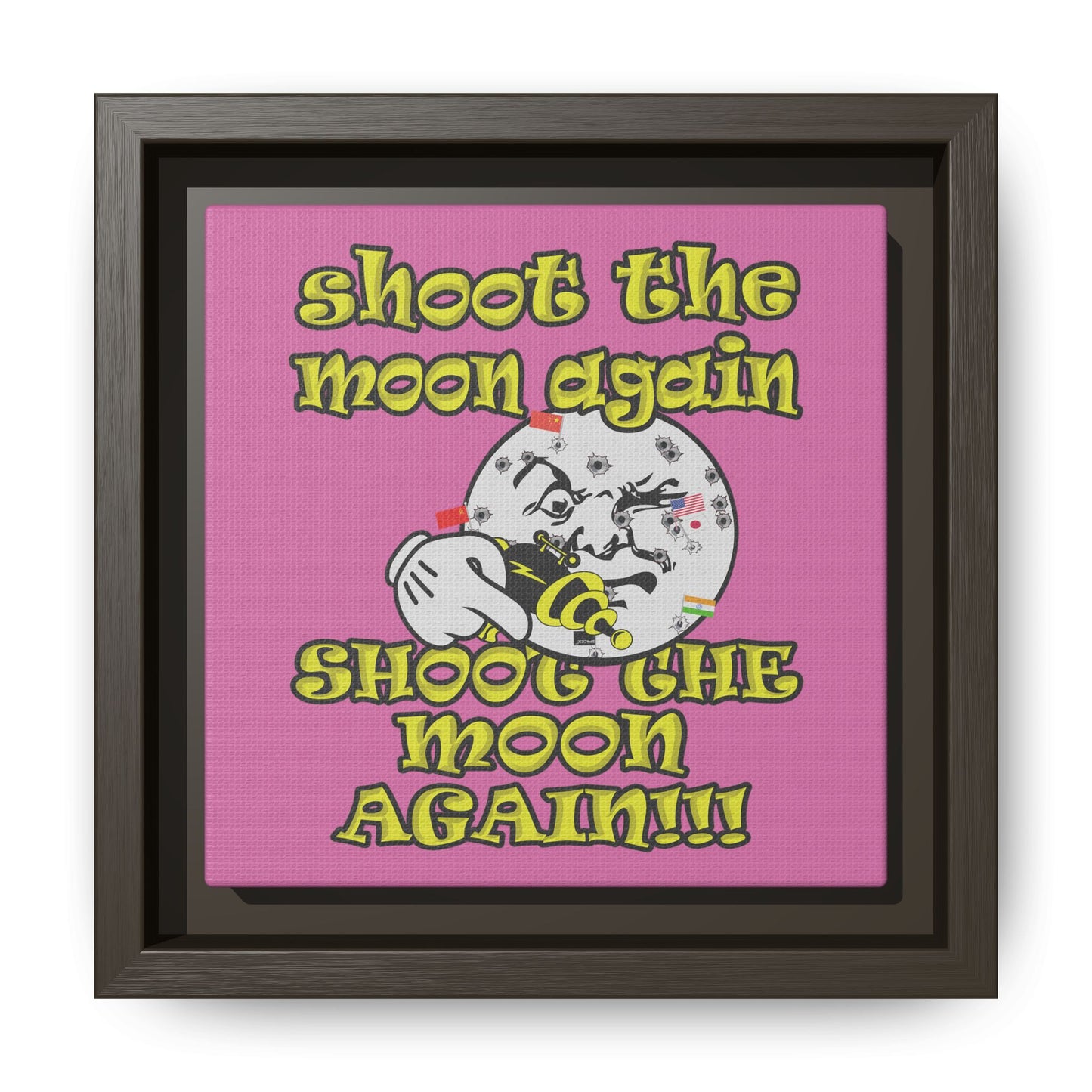 shoot the moon again - framed canvas art (light pink)