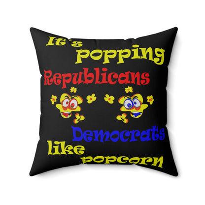 popping like popcorn - Spun Polyester Square Pillow - (black)