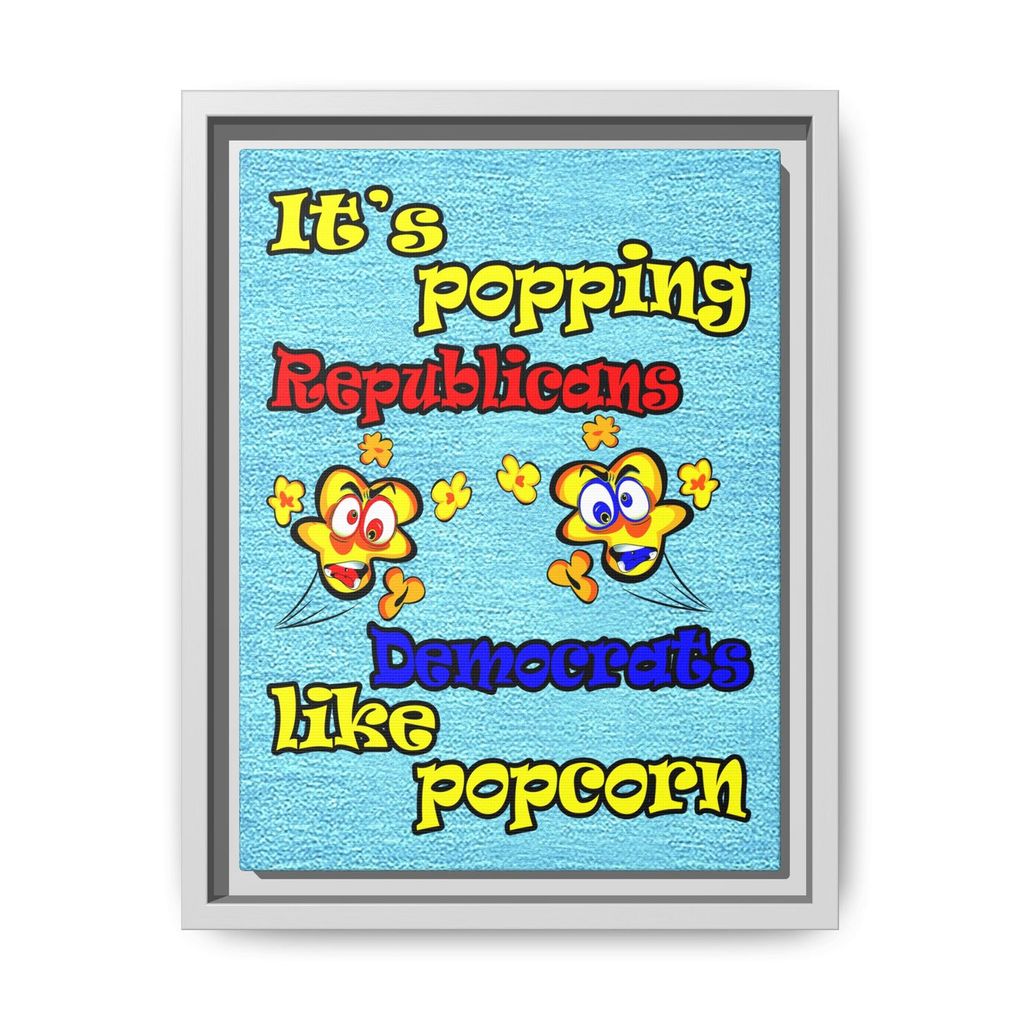 popping like popcorn - framed canvas art (faded dark blue)