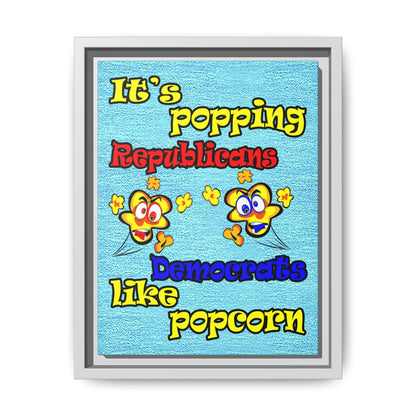 popping like popcorn - framed canvas art (faded dark blue)