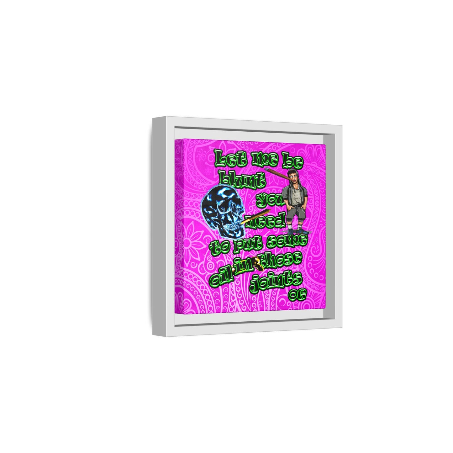 og - framed canvas art (pink swirl)