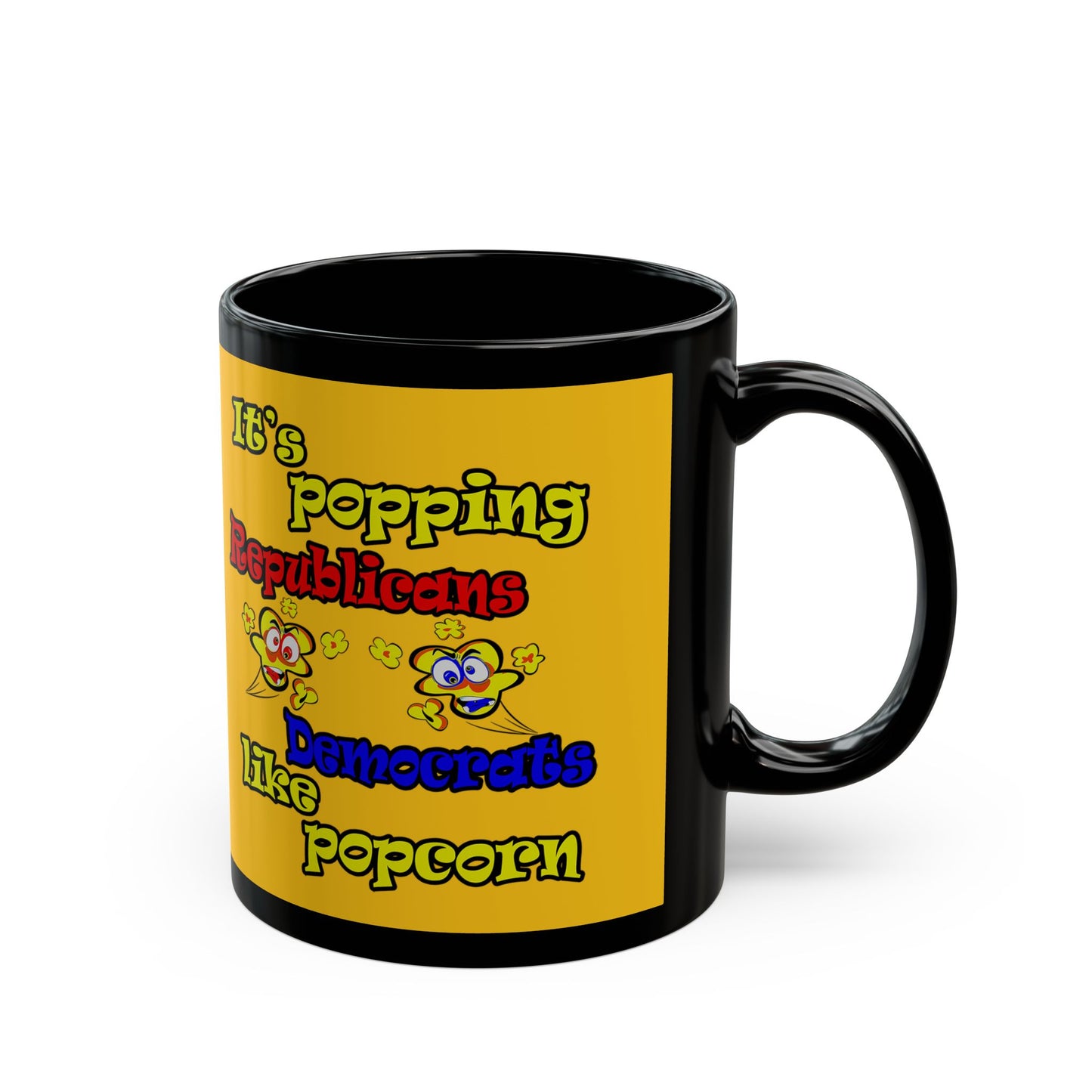 popping like popcorn - Black Mug (yellow)