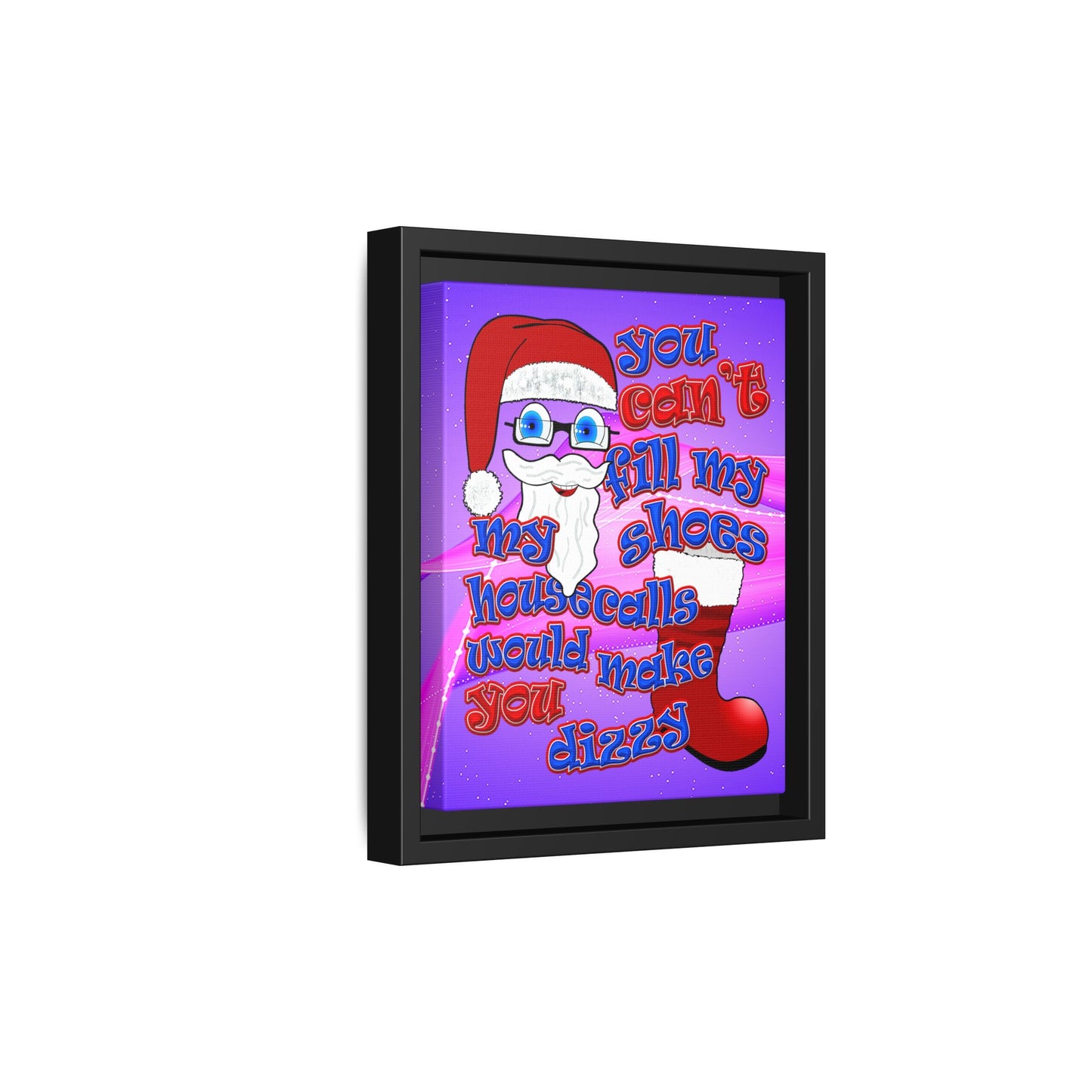 santa's shoes - framed canvas art (purple-pink wave)