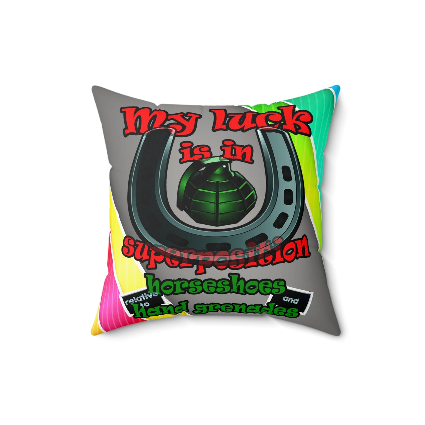my luck - Faux Suede Square Pillow - (rainbow split)