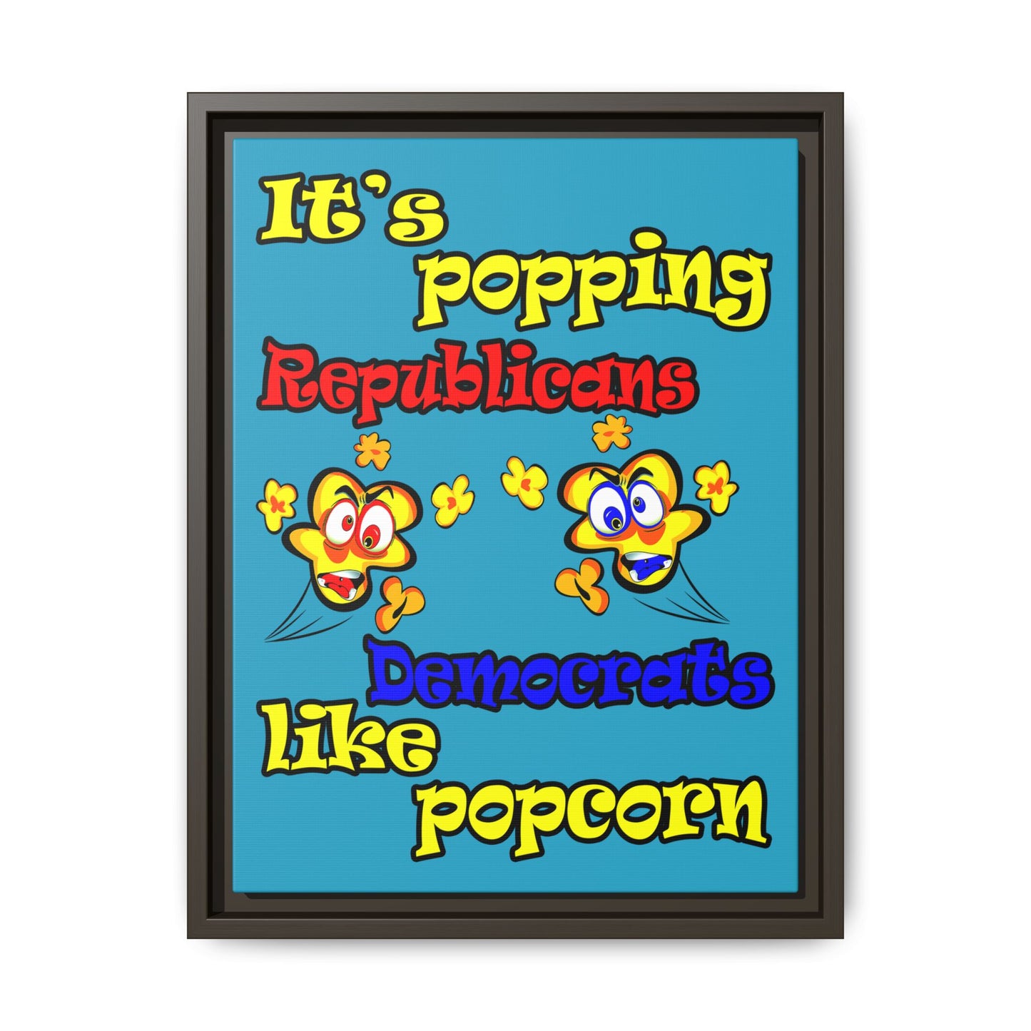popping like popcorn - framed canvas art (turquoise)