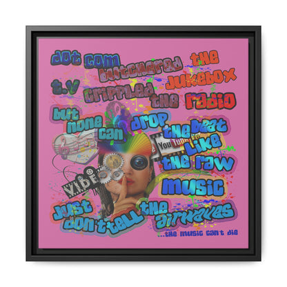 drop the beat - framed canvas art (light pink)