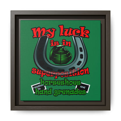 my luck - framed canvas art (dark green)