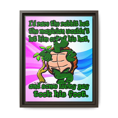 turtle race - framed canvas art (light blue-pink wave)