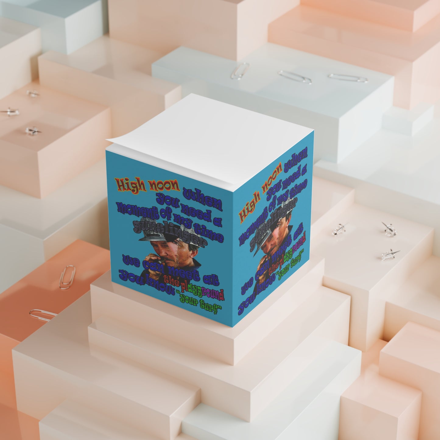 high noon - note cube (turquoise)