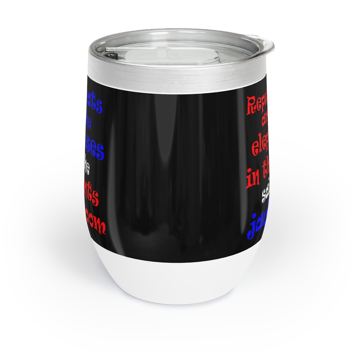 donkeys and elephants - Chill Wine Tumbler (black)