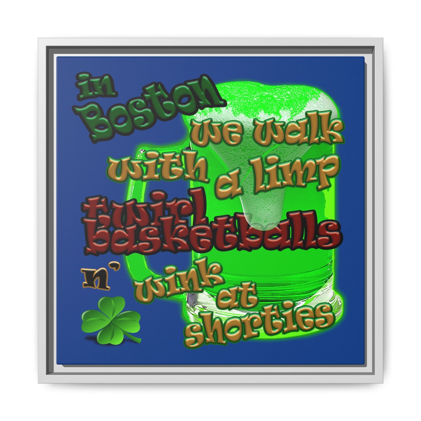 celtics logo - framed canvas art (dark blue)