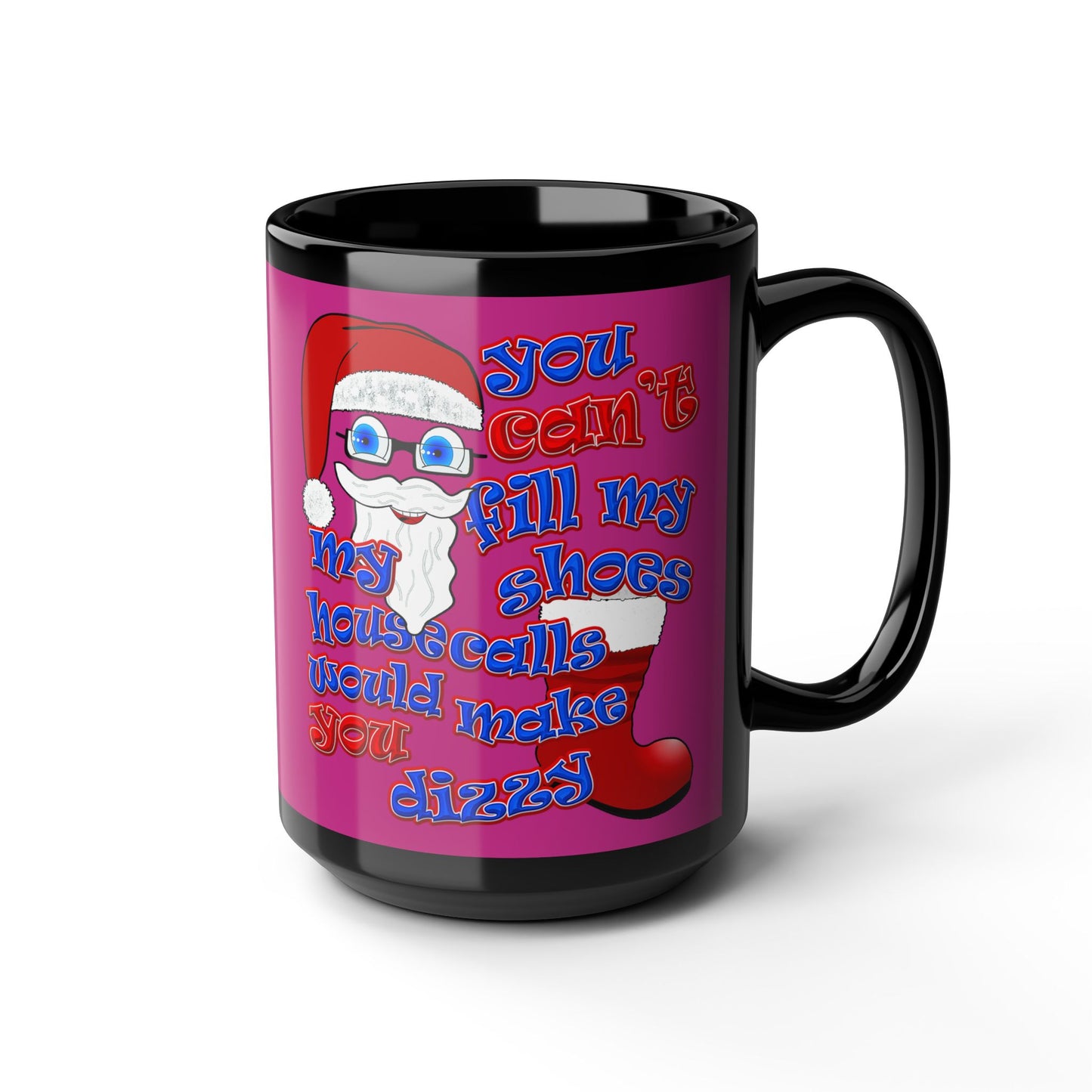 santa's shoes - Black Mug (pink)