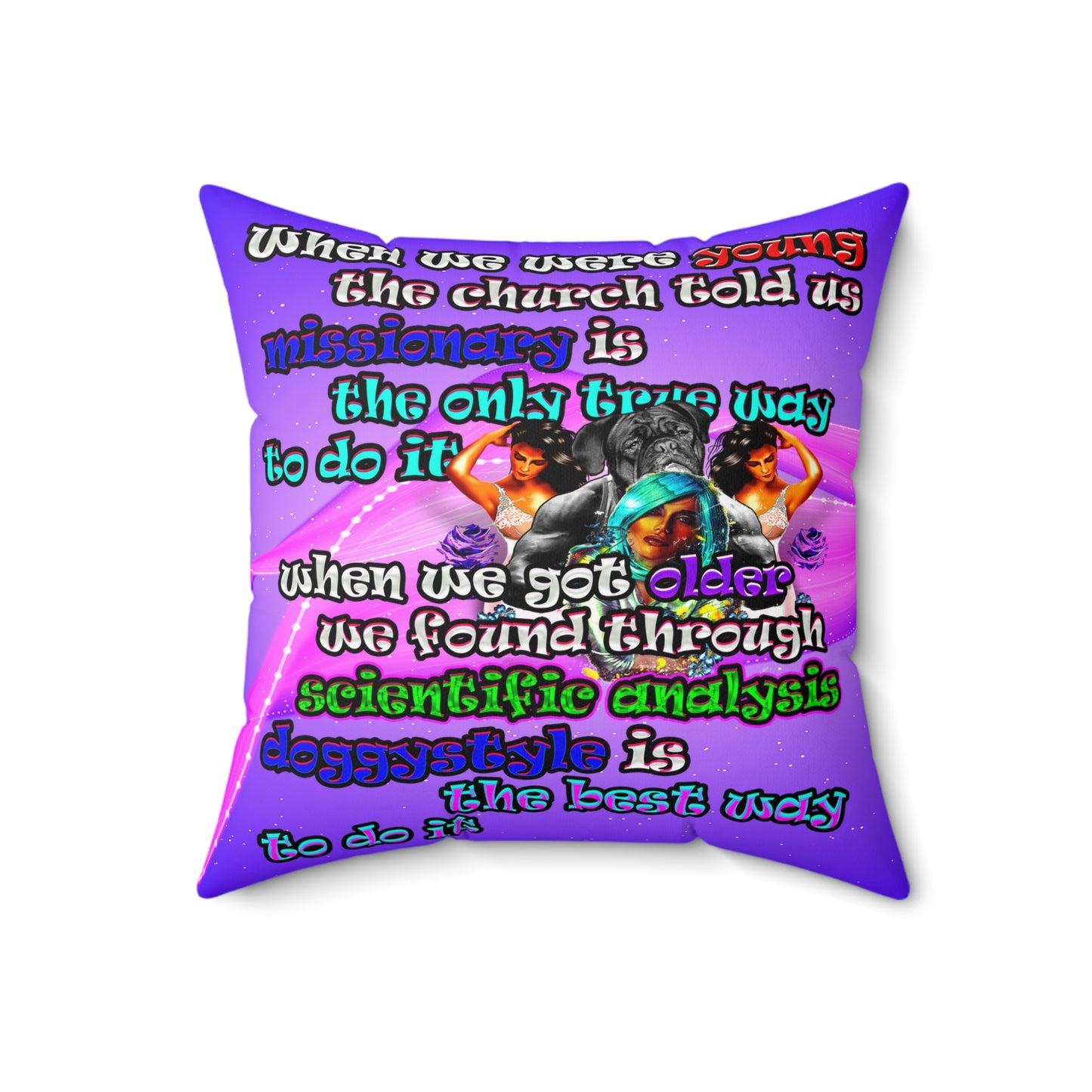 doggystyle - Spun Polyester Square Pillow - (purple-pink wave)