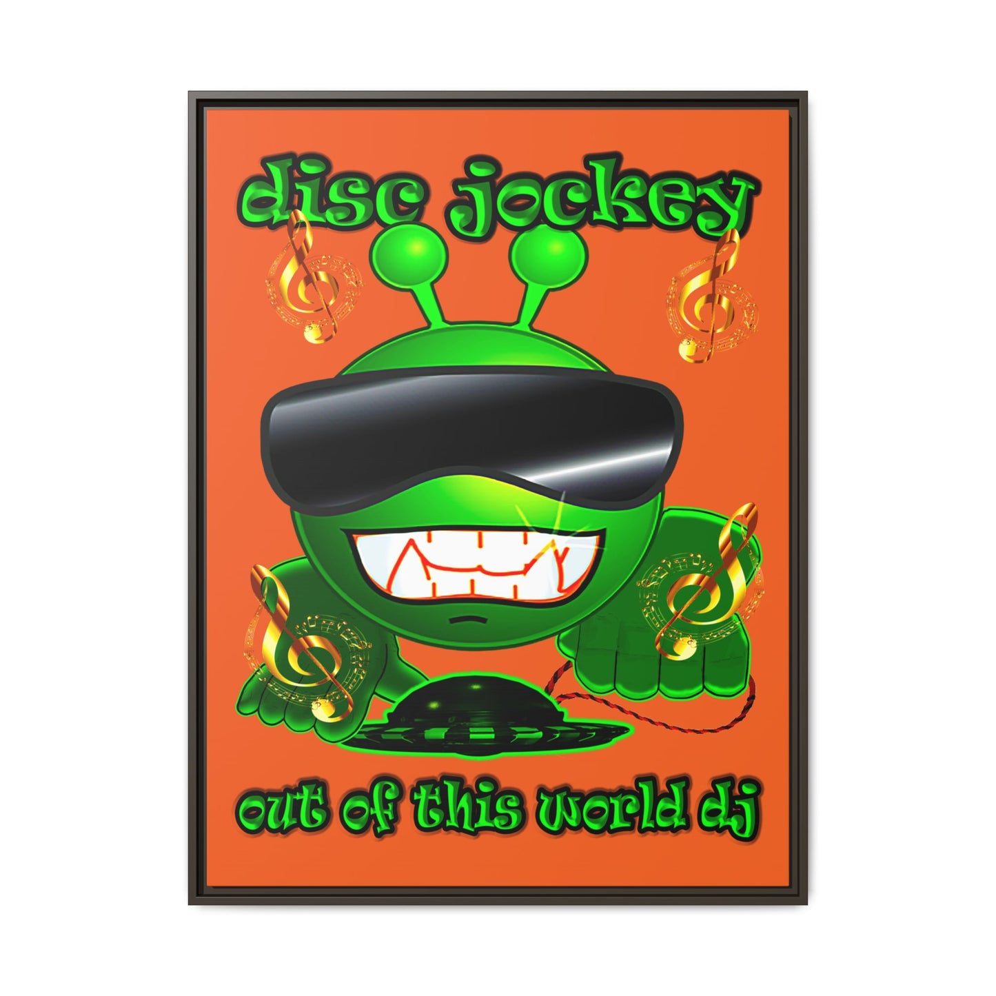 disc jockey - framed canvas art (orange)