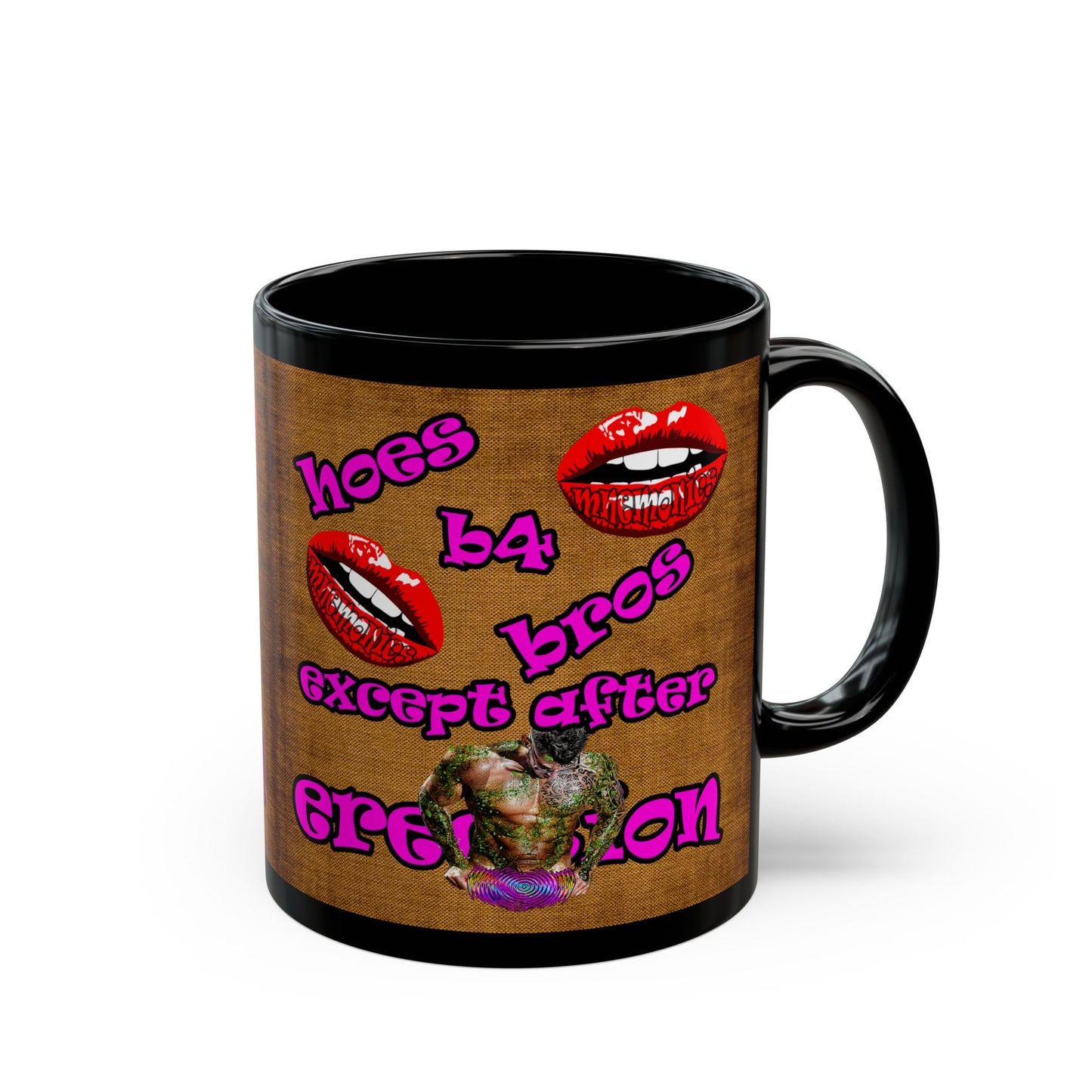 hoes b4 bros - Black Mug (brown papyrus)