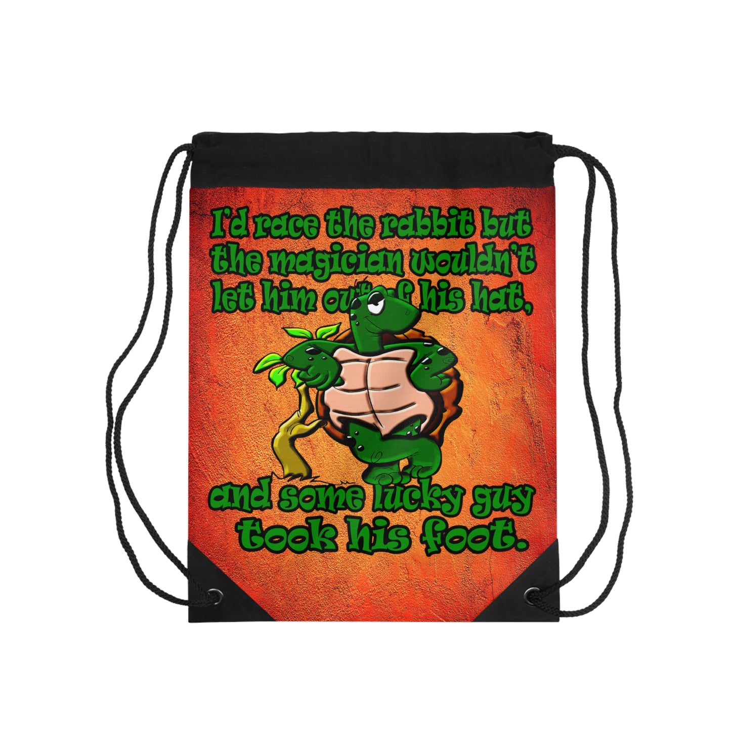 turtle race - Drawstring Bag (burnt orange)