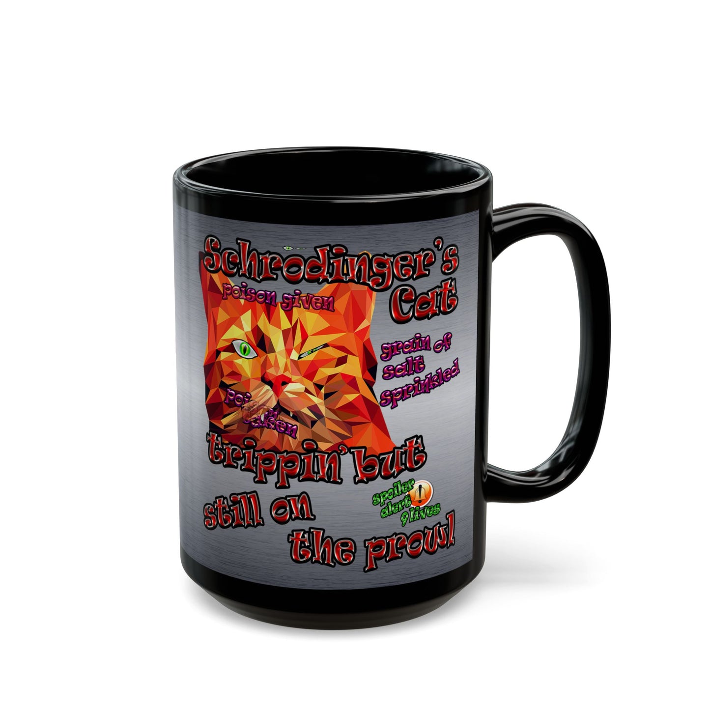 schrodinger's cat - Black Mug (brushed nickel)