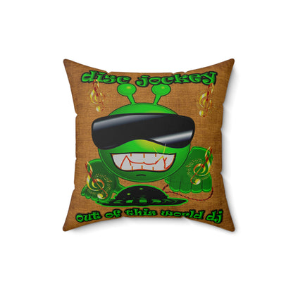 disc jockey - Spun Polyester Square Pillow - (dichromatic brown papyrus)