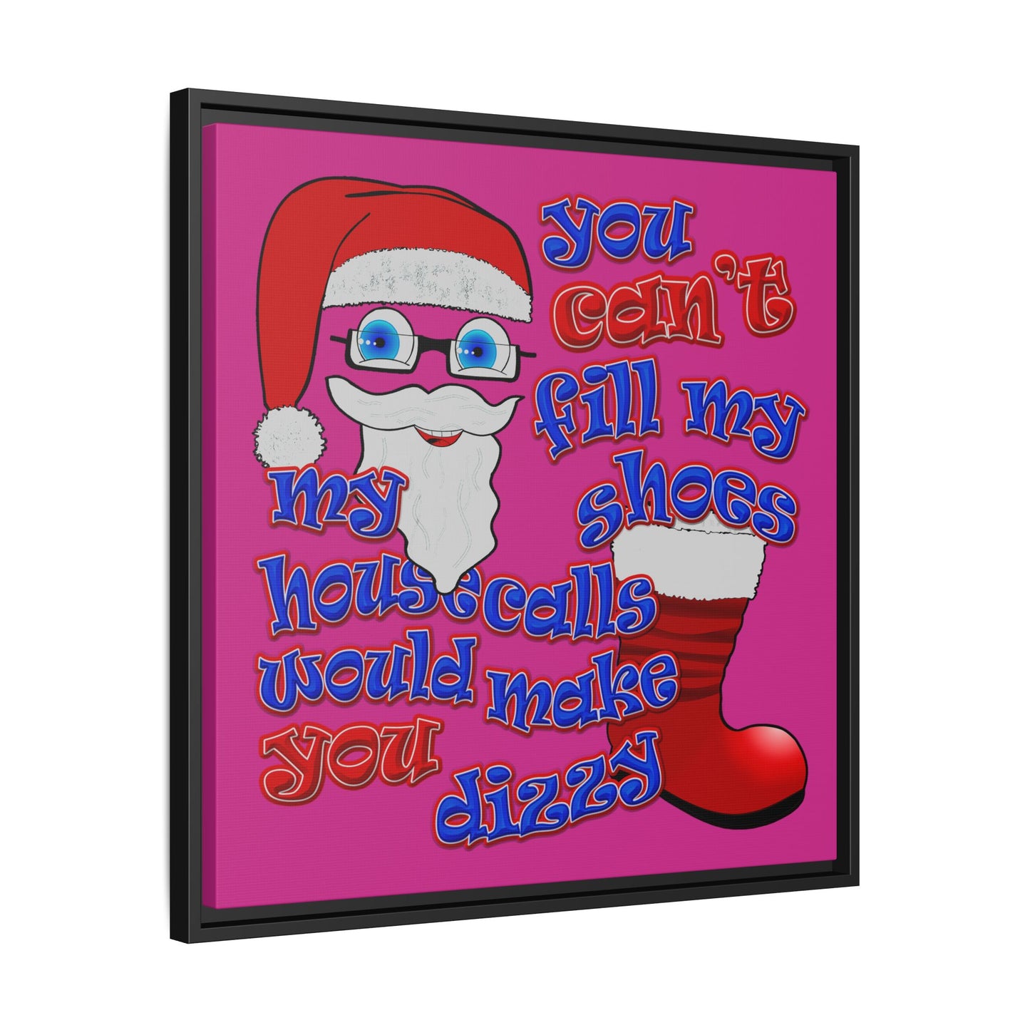 santa's shoes - framed canvas art (pink)