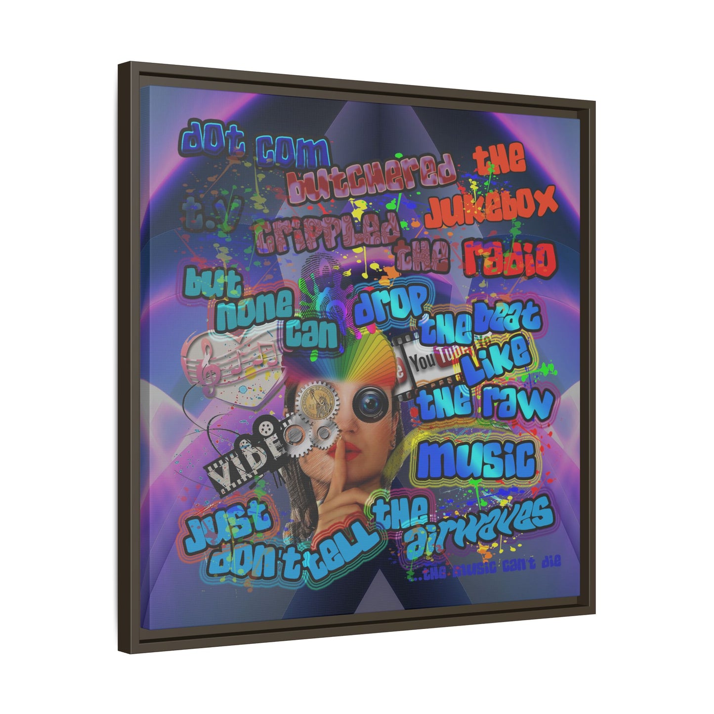 drop the beat - framed canvas art (grey-pink wave)