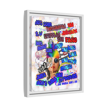 drop the beat - framed canvas art (white marble)