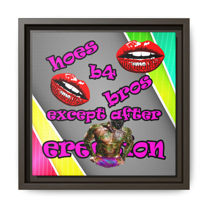 hoes b4 bros - framed canvas art (rainbow split)