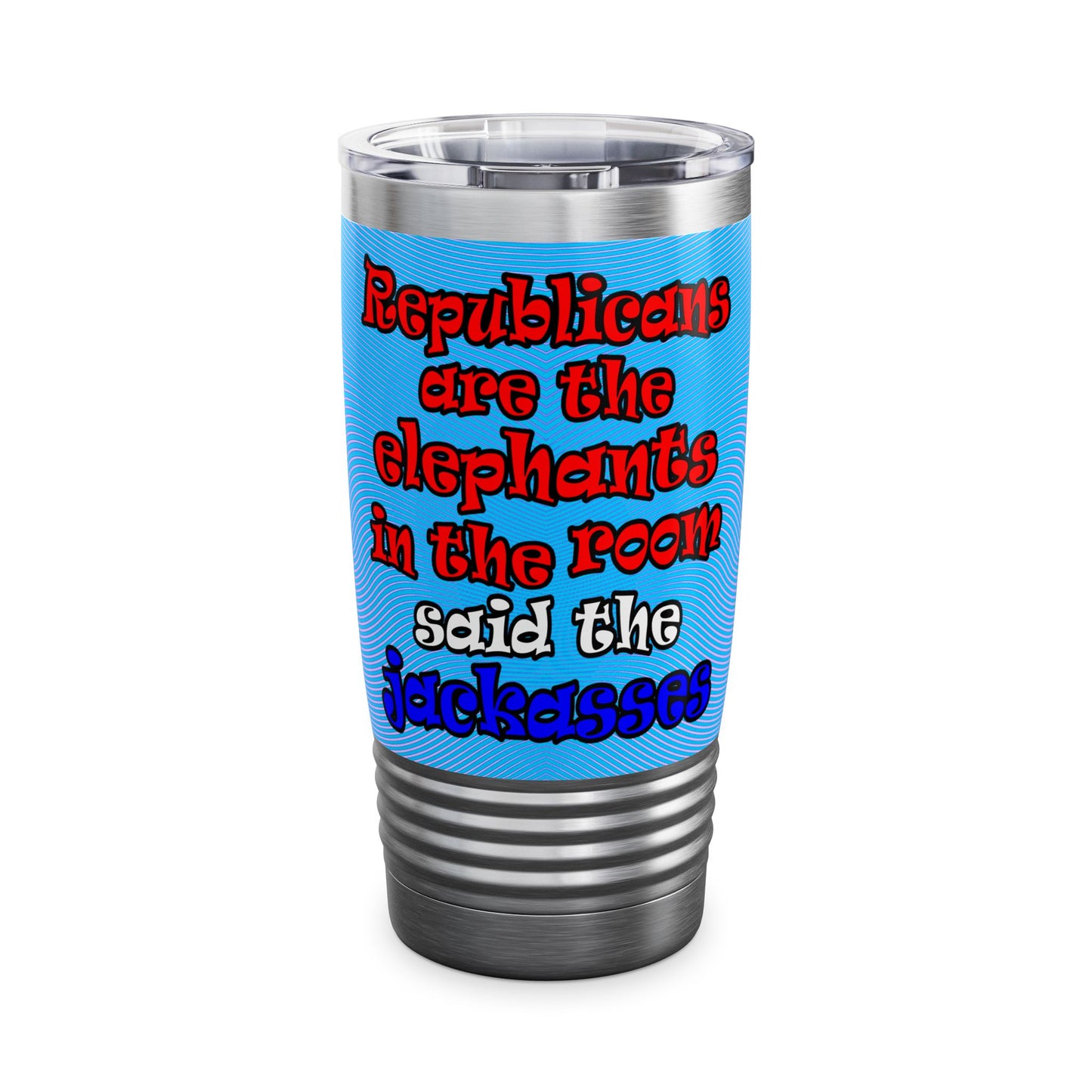 donkeys and elephants - Ringneck Tumbler, 20oz (light blue-purple wave)