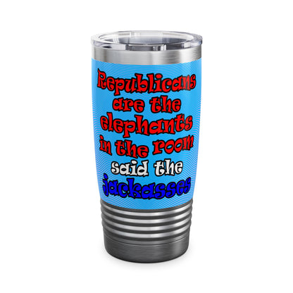 donkeys and elephants - Ringneck Tumbler, 20oz (light blue-purple wave)