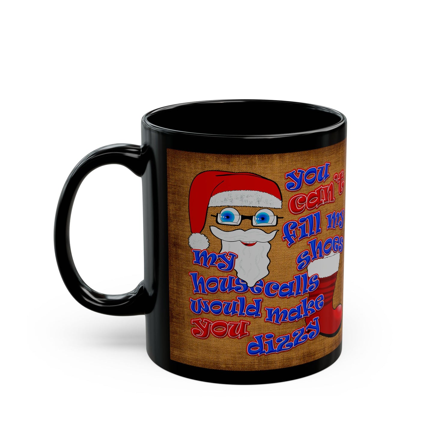 santa's shoes - Black Mug (brown papyrus)
