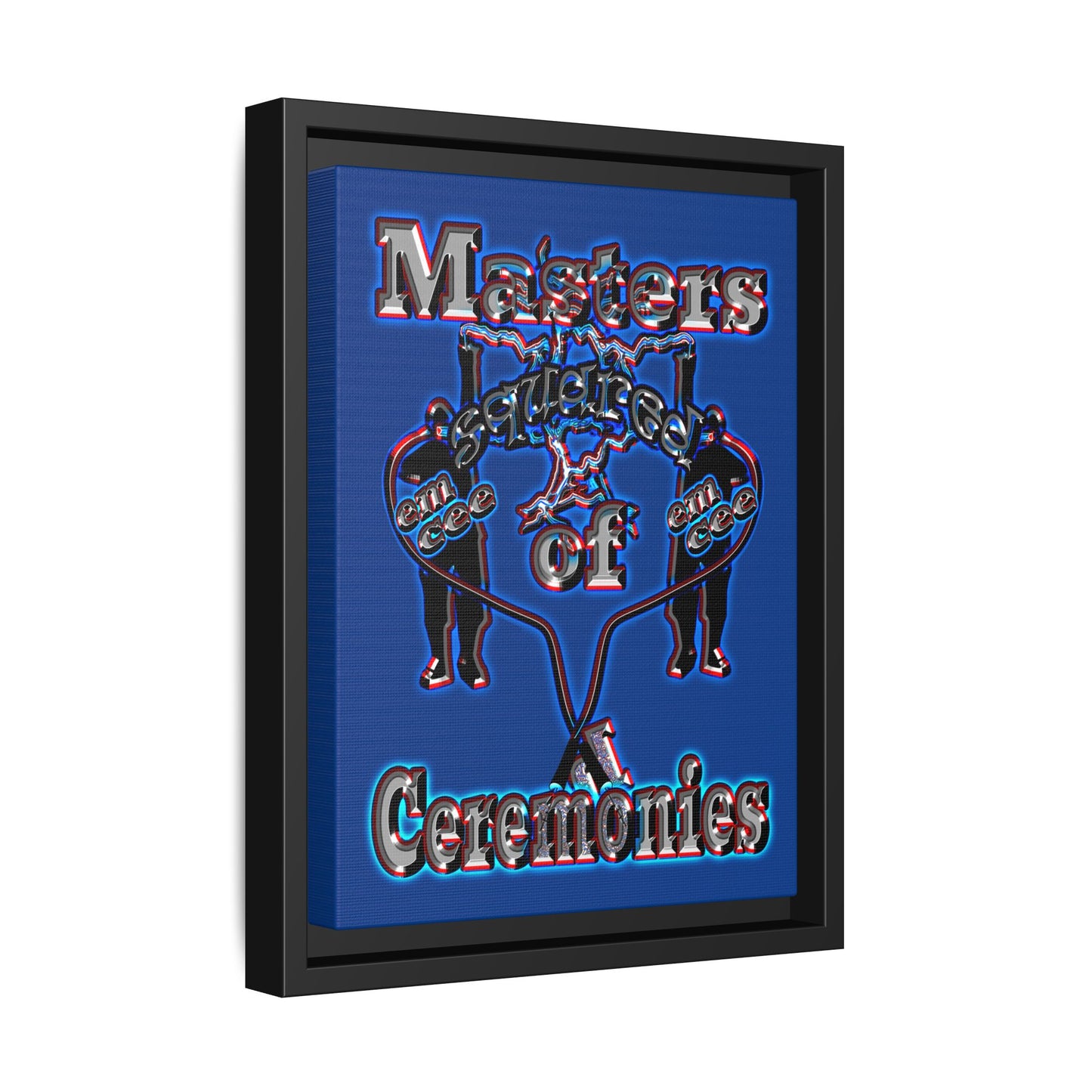 em cee squared - framed canvas art (dark blue)