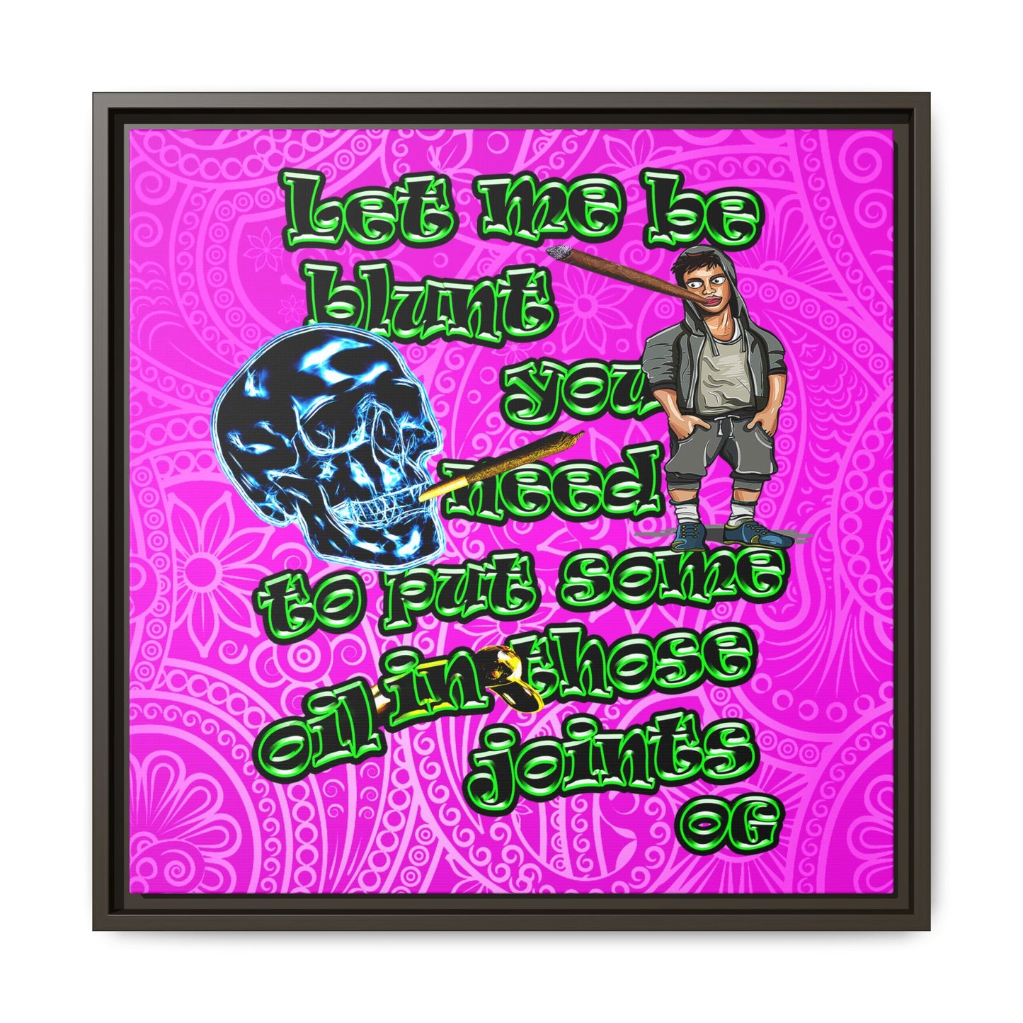 og - framed canvas art (pink swirl)