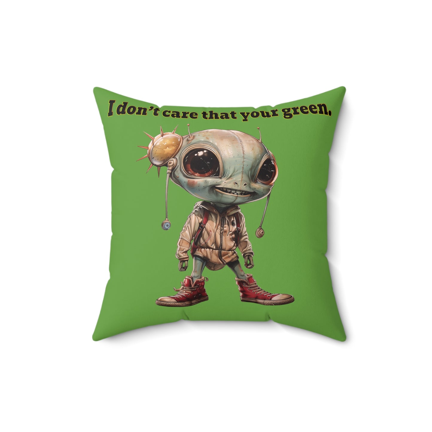 I don't care that your grey - Faux Suede Square Pillow - (green)