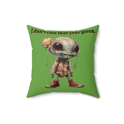 I don't care that your grey - Faux Suede Square Pillow - (green)