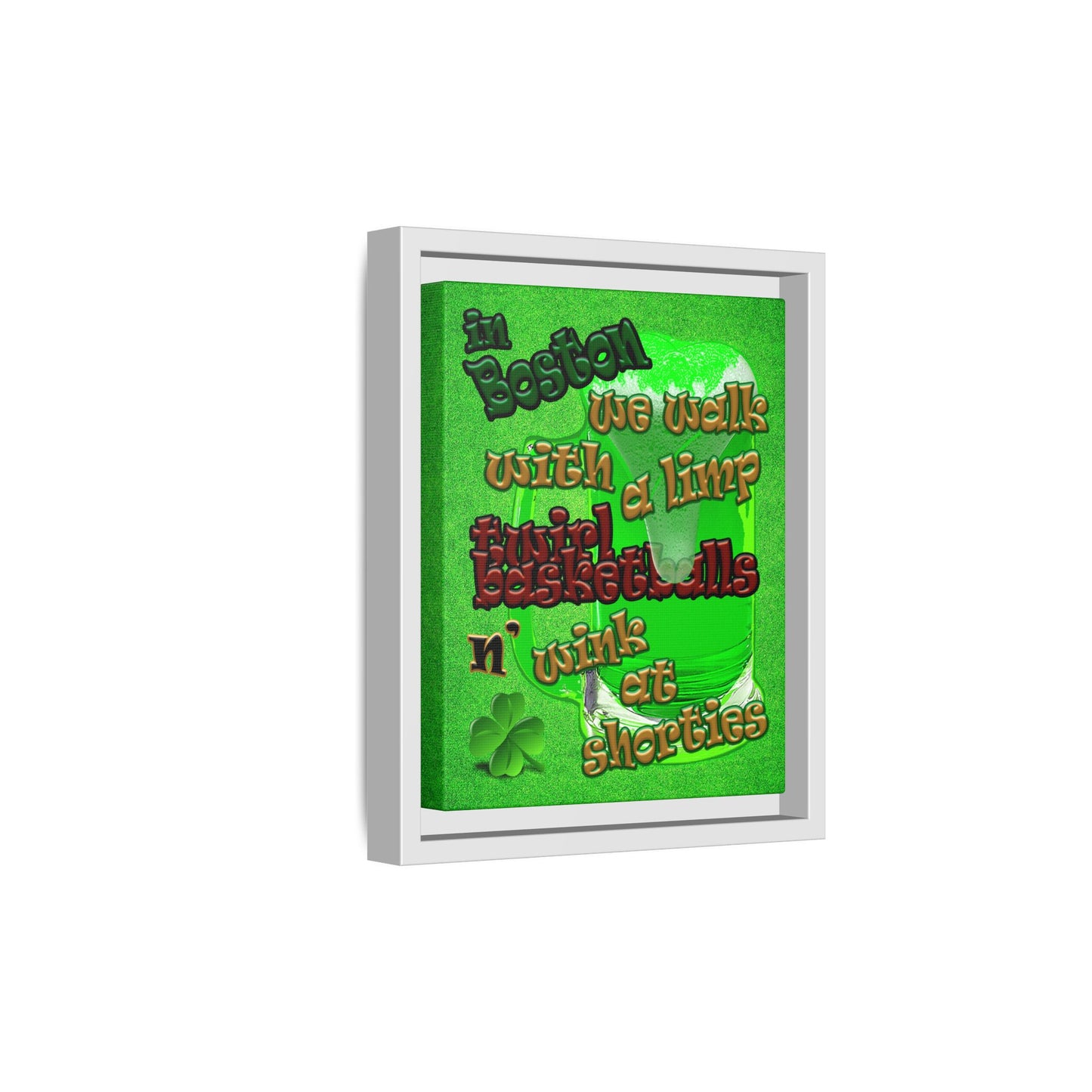 celtics logo - framed canvas art (green turf)