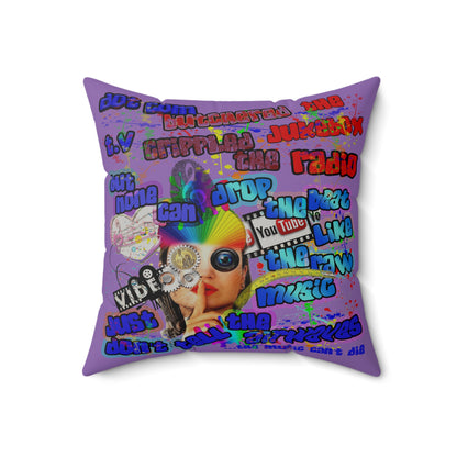 drop the beat - Faux Suede Square Pillow - (light purple)