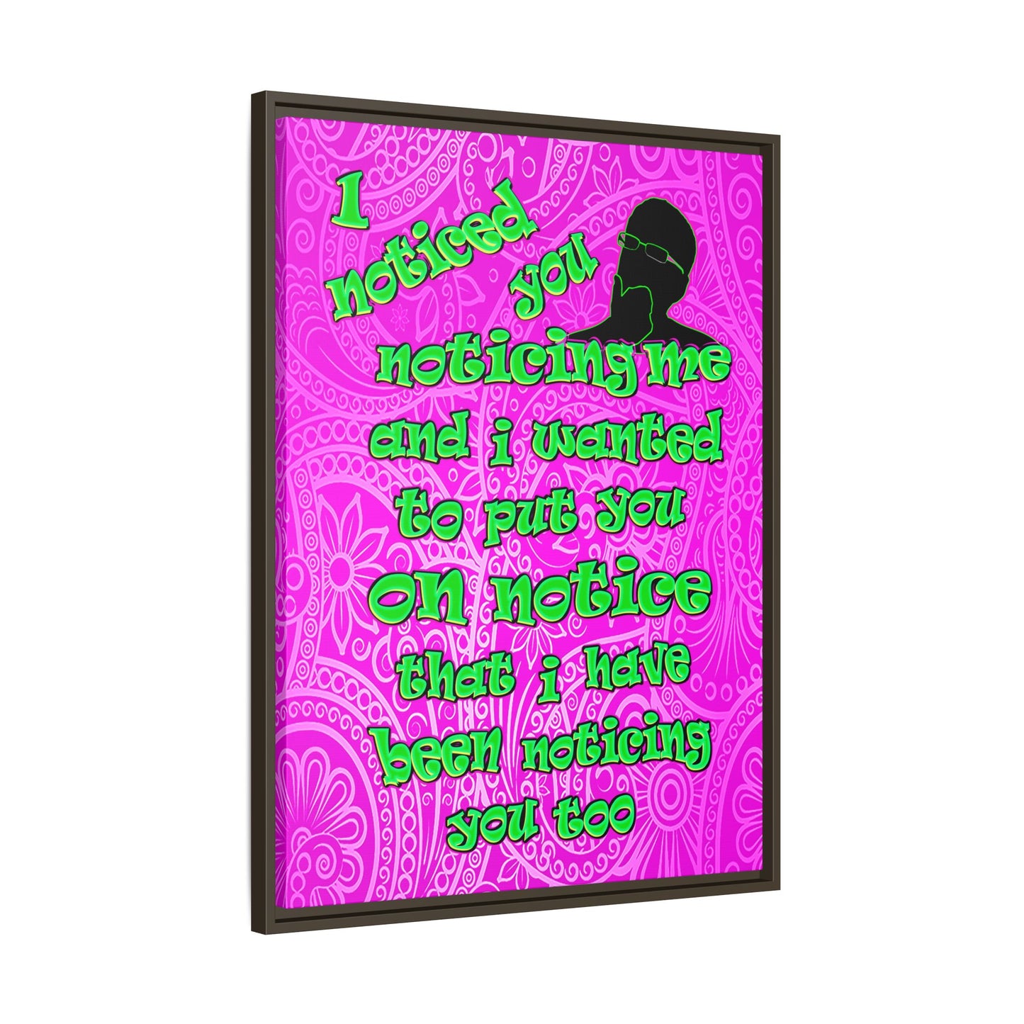noticed you noticing - framed canvas art (pink swirl)