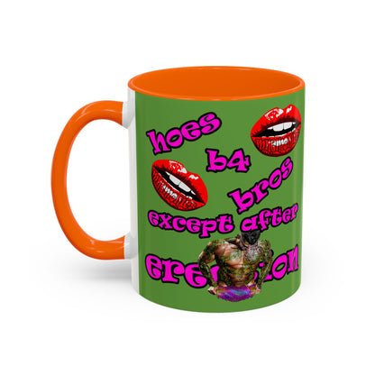 hoes b4 bros - Accent Mug (green)