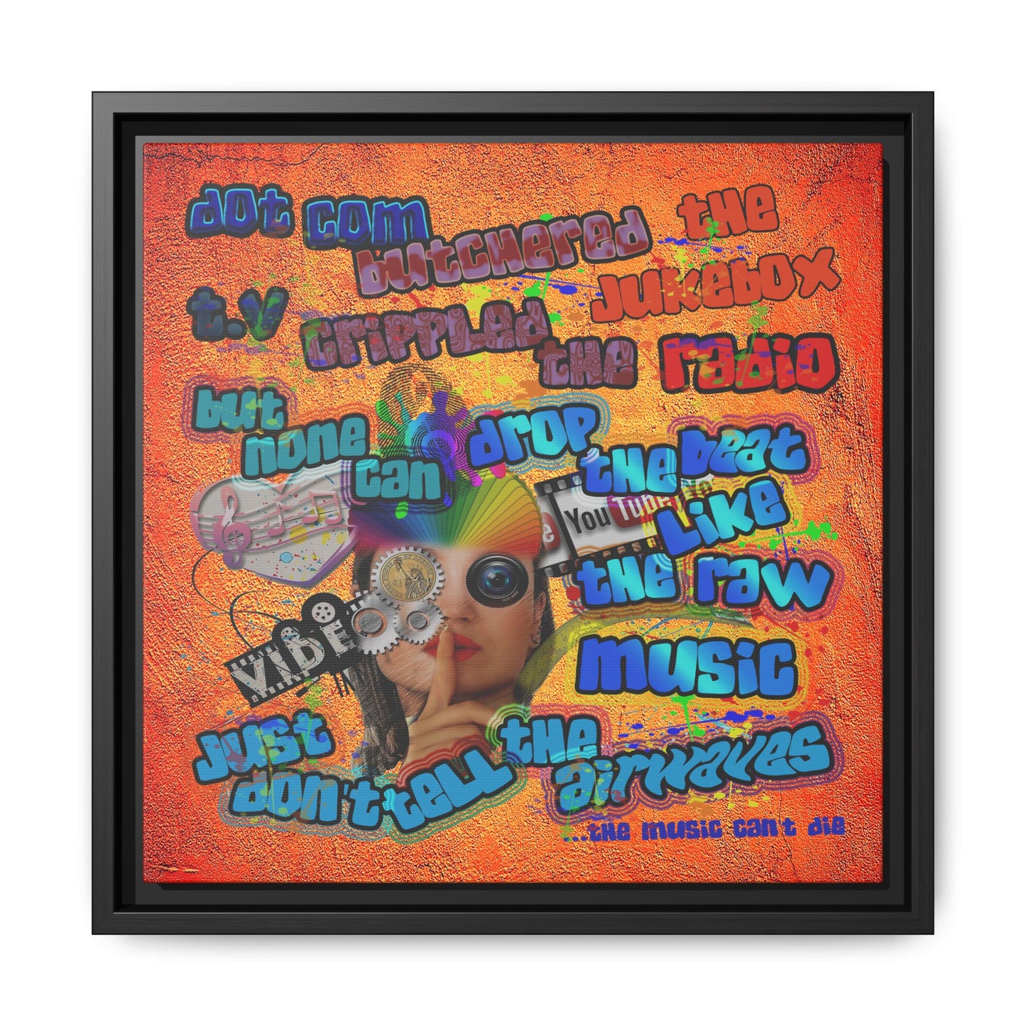drop the beat - framed canvas art (burnt orange)