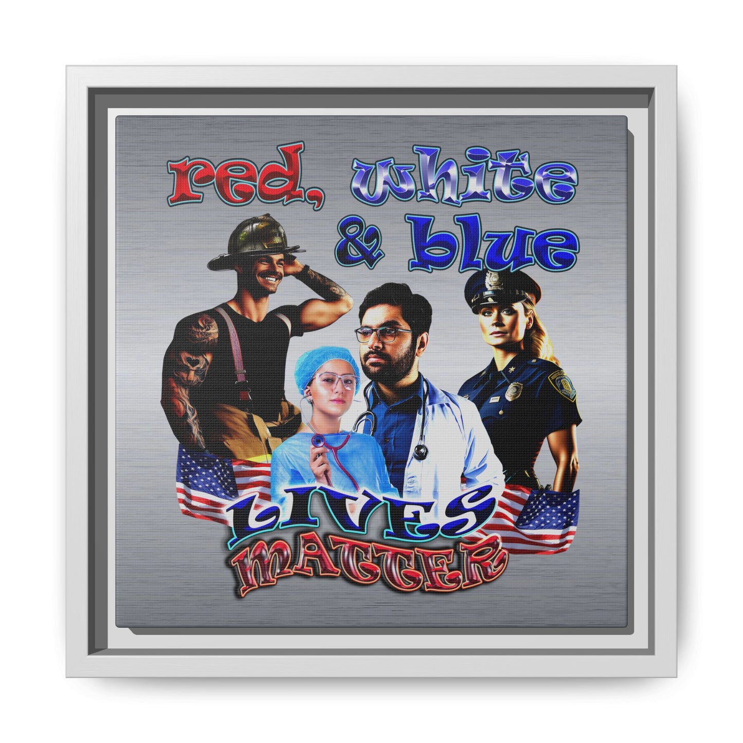 rw&b lives matter - framed canvas art (brushed nickel)