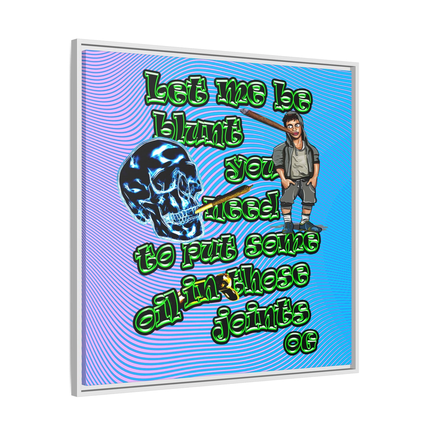 og - framed canvas art (light blue-purple wave)