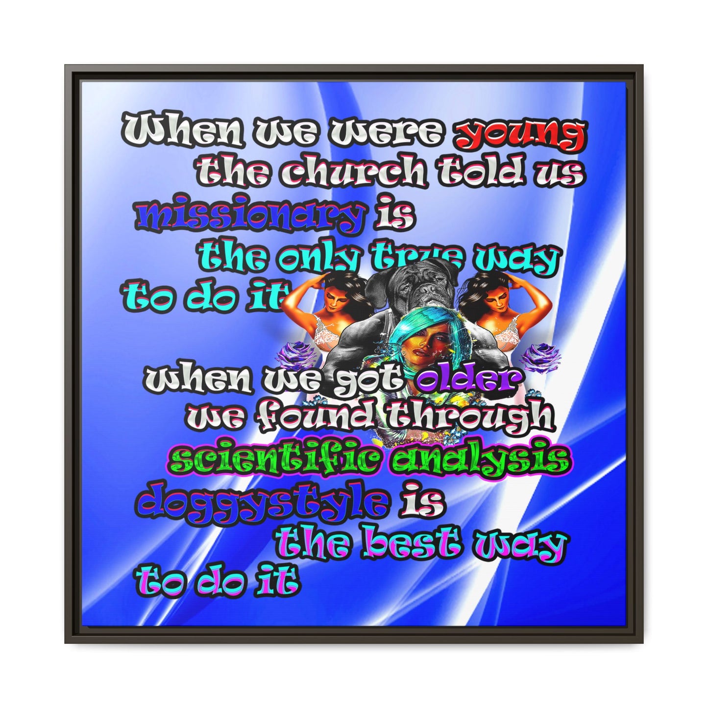 doggystyle - framed canvas art (blue-white wave)