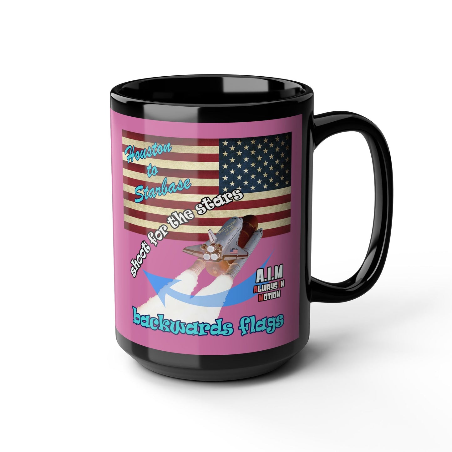 shoot for the stars - Black Mug (light pink)