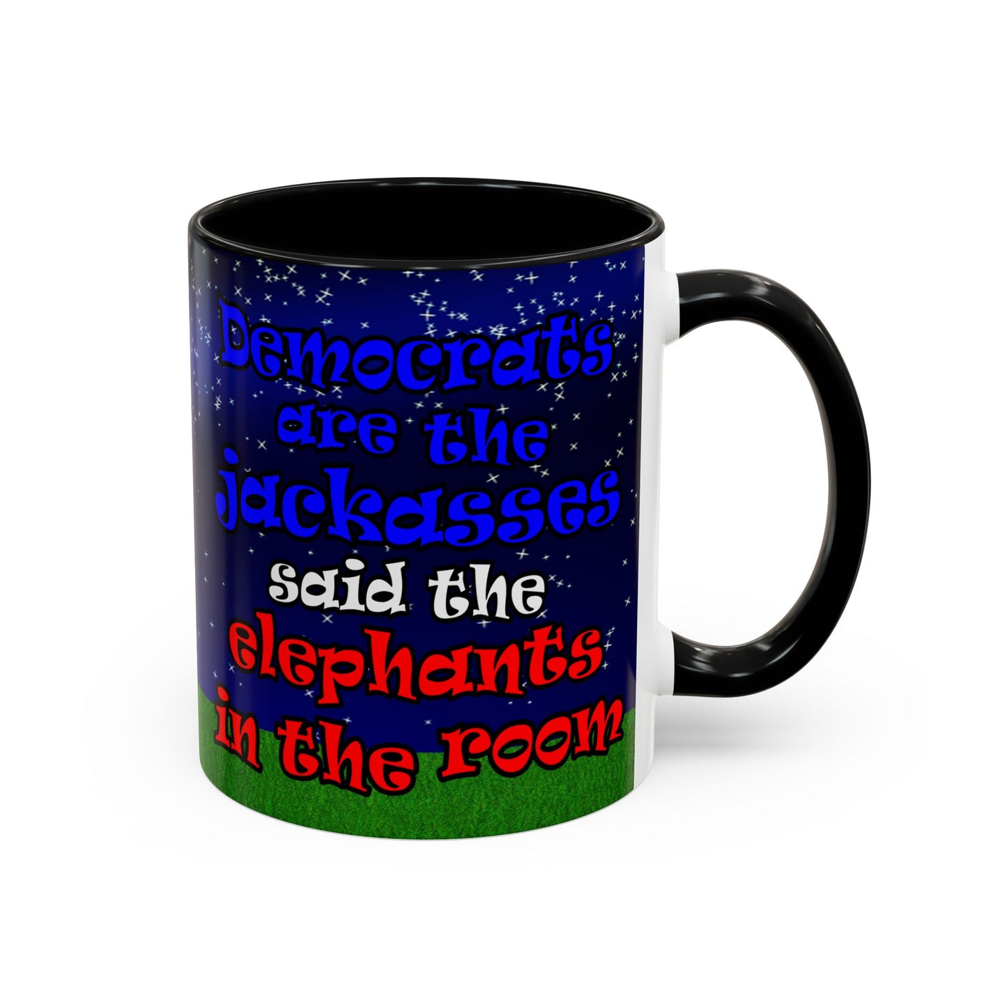 donkeys and elephants - Accent Mug ('snoops' background)