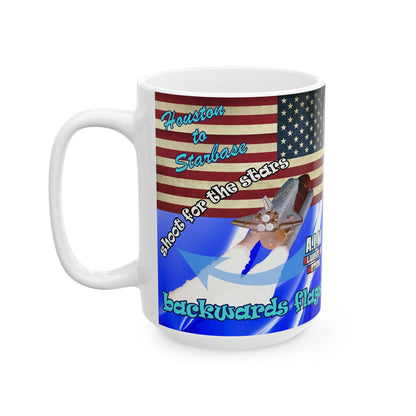 shoot for the stars - White Mug (blue-white wave)