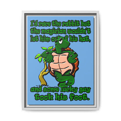 turtle race - framed canvas art (light blue)